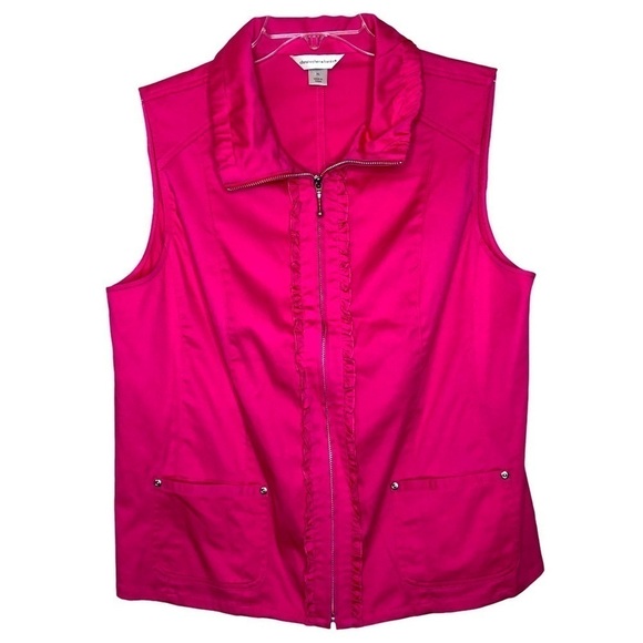 NEW - CHRISTOPHER & BANKS Barbie Pink Cotton Lightweight Zip Front Vest Size XL - Picture 1 of 7